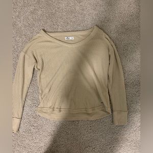 Hollister Tan Long Sleeve Waffle Shirt Size M